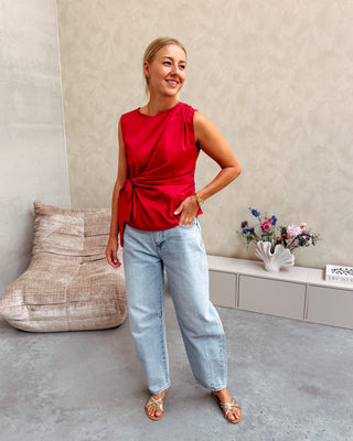 GRACE BOW TOP - RED