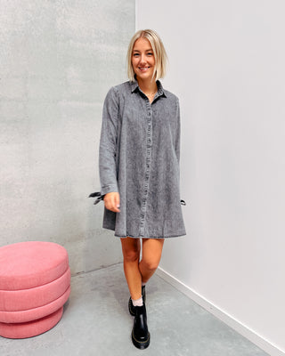 DONNA DENIM DRESS - GREY