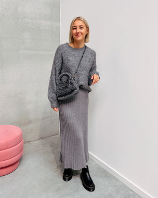 PARIS PLISSÉ KNIT SKIRT - GREY