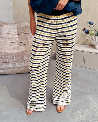 BOHO BABE KNIT PANTS - BLUE/YELLOW - By Lenz