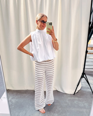 WILLOW BOW BACK BLOUSE - WHITE - By Lenz
