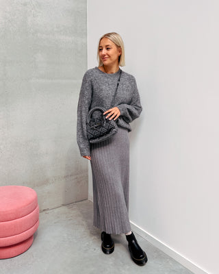 PARIS PLISSÉ KNIT SKIRT - GREY