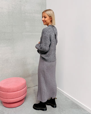 PARIS PLISSÉ KNIT SKIRT - GREY