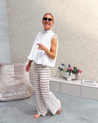 BOHO BABE KNIT PANTS - TAUPE/BEIGE - By Lenz