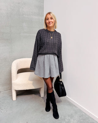 DENICE CABLE KNIT - GREY MELANGE - By Lenz