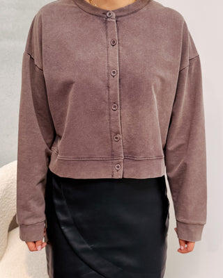 MONACO CROPPED WASHED GILET - BROWN - By Lenz