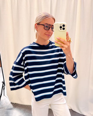 STANNY STRIPED KNOT TEE - NAVY BLUE/LIGHT BLUE - By Lenz