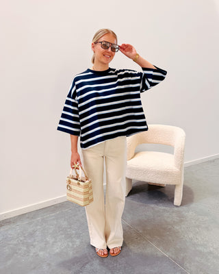 STANNY STRIPED KNOT TEE - NAVY BLUE/LIGHT BLUE - By Lenz