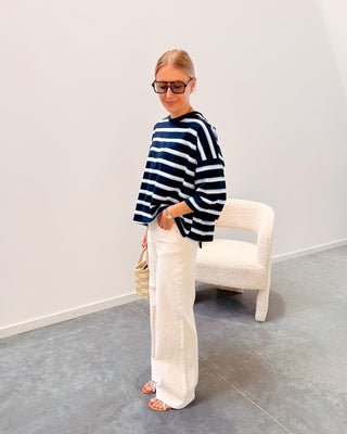 STANNY STRIPED KNOT TEE - NAVY BLUE/LIGHT BLUE - By Lenz