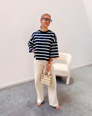 STANNY STRIPED KNOT TEE - NAVY BLUE/LIGHT BLUE - By Lenz