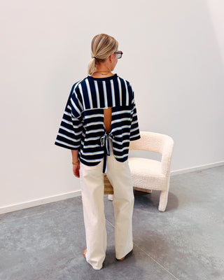 STANNY STRIPED KNOT TEE - NAVY BLUE/LIGHT BLUE - By Lenz