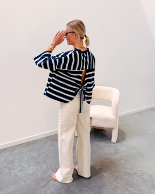 STANNY STRIPED KNOT TEE - NAVY BLUE/LIGHT BLUE - By Lenz