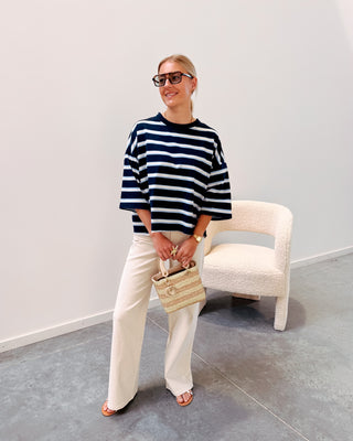 STANNY STRIPED KNOT TEE - NAVY BLUE/LIGHT BLUE - By Lenz