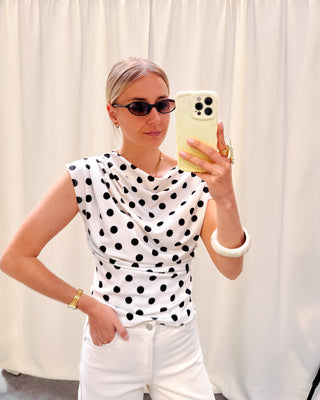 IT GIRL DOT TOP - WHITE - By Lenz
