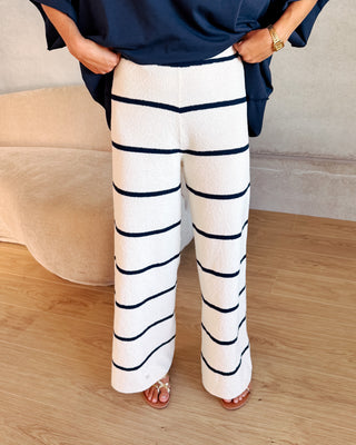 LOT PANTS - CREAM/NAVY BLUE