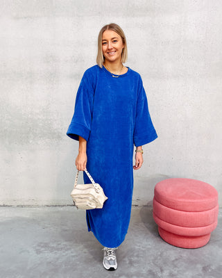 LOT VELOURS TSHIRT DRESS - COBALT BLUE - By Lenz