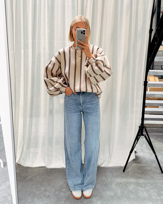 BETTY STRIPED SWEATER - BEIGE/BROWN