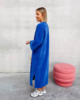 LOT VELOURS TSHIRT DRESS - COBALT BLUE - By Lenz