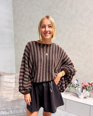 SNUGGLE STRIPES KNIT - BROWN - By Lenz
