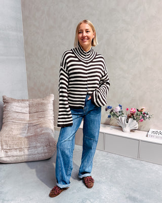 COLBY COLL KNIT - CREAM/BROWN STRIPES - By Lenz