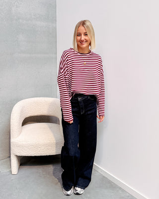 LOEKA STRIPED LONGSLEEVE - BURGUNDY/ROSE - By Lenz