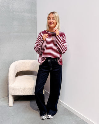 LOEKA STRIPED LONGSLEEVE - BURGUNDY/ROSE - By Lenz
