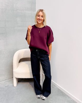 SCOTTIE SWEATER TEE - BURGUNDY - By Lenz