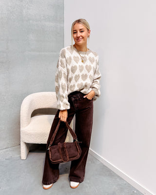 HEARTS KNIT - BEIGE/CREAM - By Lenz