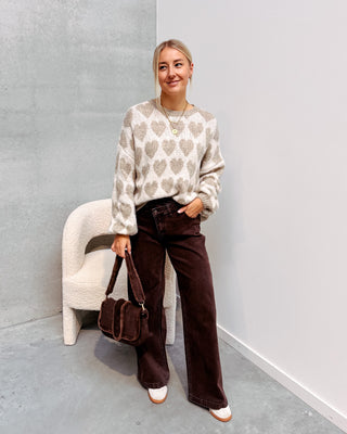 HEARTS KNIT - BEIGE/CREAM - By Lenz