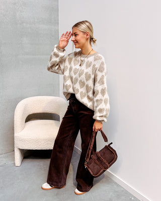 HEARTS KNIT - BEIGE/CREAM - By Lenz