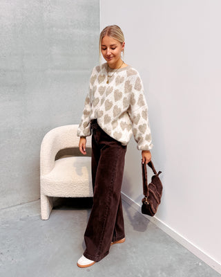 HEARTS KNIT - BEIGE/CREAM - By Lenz