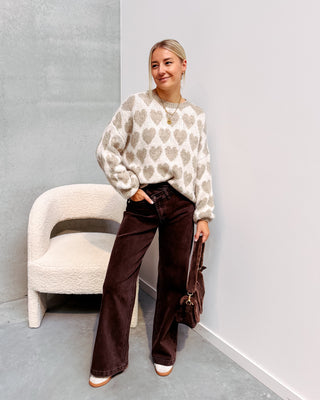 HEARTS KNIT - BEIGE/CREAM - By Lenz