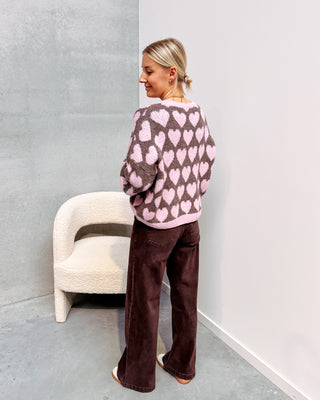HEARTS KNIT - BROWN/ROSE - By Lenz