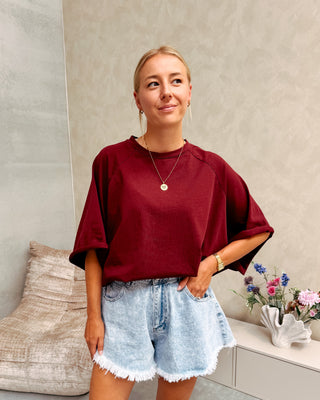 MILO OVERSIZED TEE - BURGUNDY