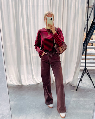 LOEKA STRIPED LONGSLEEVE - BURGUNDY/BROWN - By Lenz