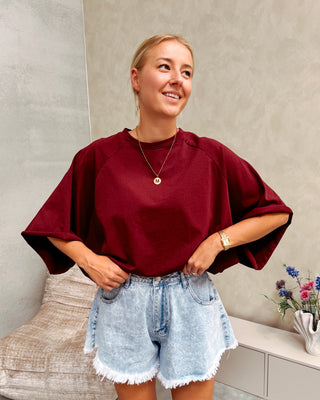 MILO OVERSIZED TEE - BURGUNDY