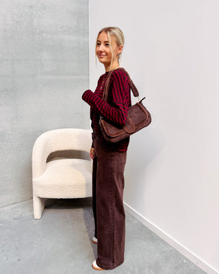 LOEKA STRIPED LONGSLEEVE - BURGUNDY/BROWN - By Lenz