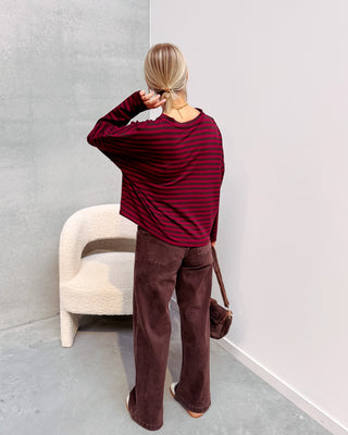 LOEKA STRIPED LONGSLEEVE - BURGUNDY/BROWN - By Lenz