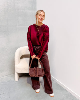 LOEKA STRIPED LONGSLEEVE - BURGUNDY/BROWN - By Lenz