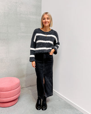 DANAE STRIPED KNIT - GREY/WHITE