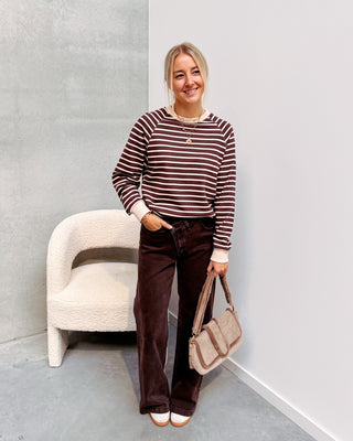 CÉLINE STRIPED SWEATER - BROWN/CREAM - By Lenz