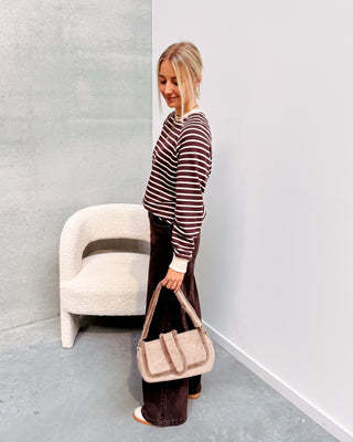 CÉLINE STRIPED SWEATER - BROWN/CREAM - By Lenz