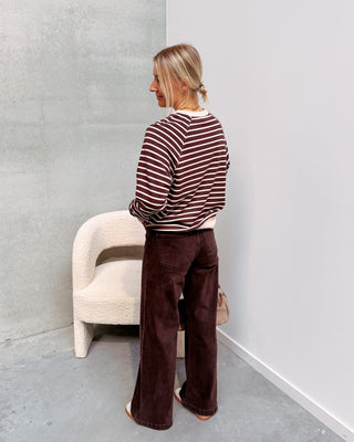CÉLINE STRIPED SWEATER - BROWN/CREAM - By Lenz