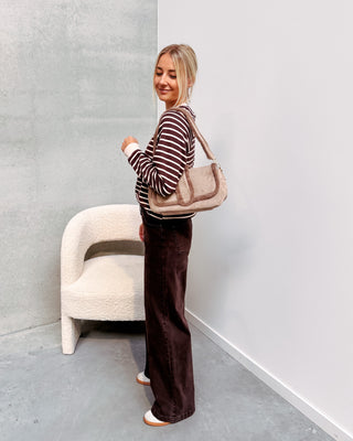 CÉLINE STRIPED SWEATER - BROWN/CREAM - By Lenz