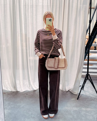 CÉLINE STRIPED SWEATER - BROWN/CREAM - By Lenz