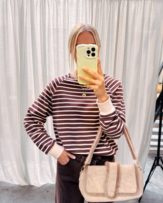 CÉLINE STRIPED SWEATER - BROWN/CREAM - By Lenz