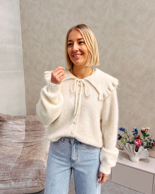 ELOISE COLLAR KNIT - CREAM - By Lenz