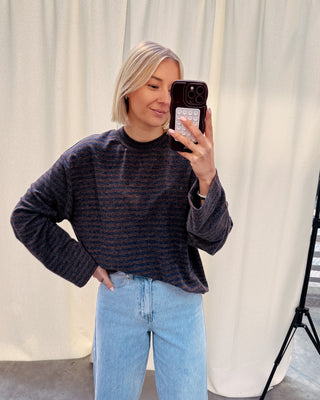 CASUAL CLUB STRIPED LONGSLEEVE - MARINE/BROWN - By Lenz