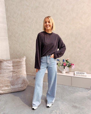 CASUAL CLUB STRIPED LONGSLEEVE - MARINE/BROWN - By Lenz