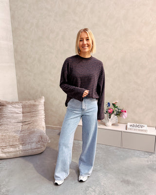 CASUAL CLUB STRIPED LONGSLEEVE - MARINE/BROWN - By Lenz